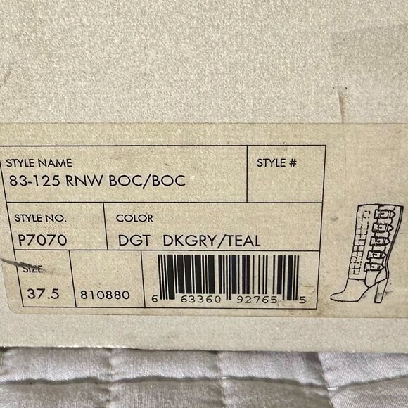 NIB Reed Krakoff Dark Gray Teal Leather Motorcycle Boot Buckle 7 Coach Designer - Picture 16 of 16